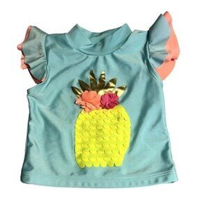 Wet Suit Club Infant Girls Size 18 months Tankini Pineapple Ruffle Bottom